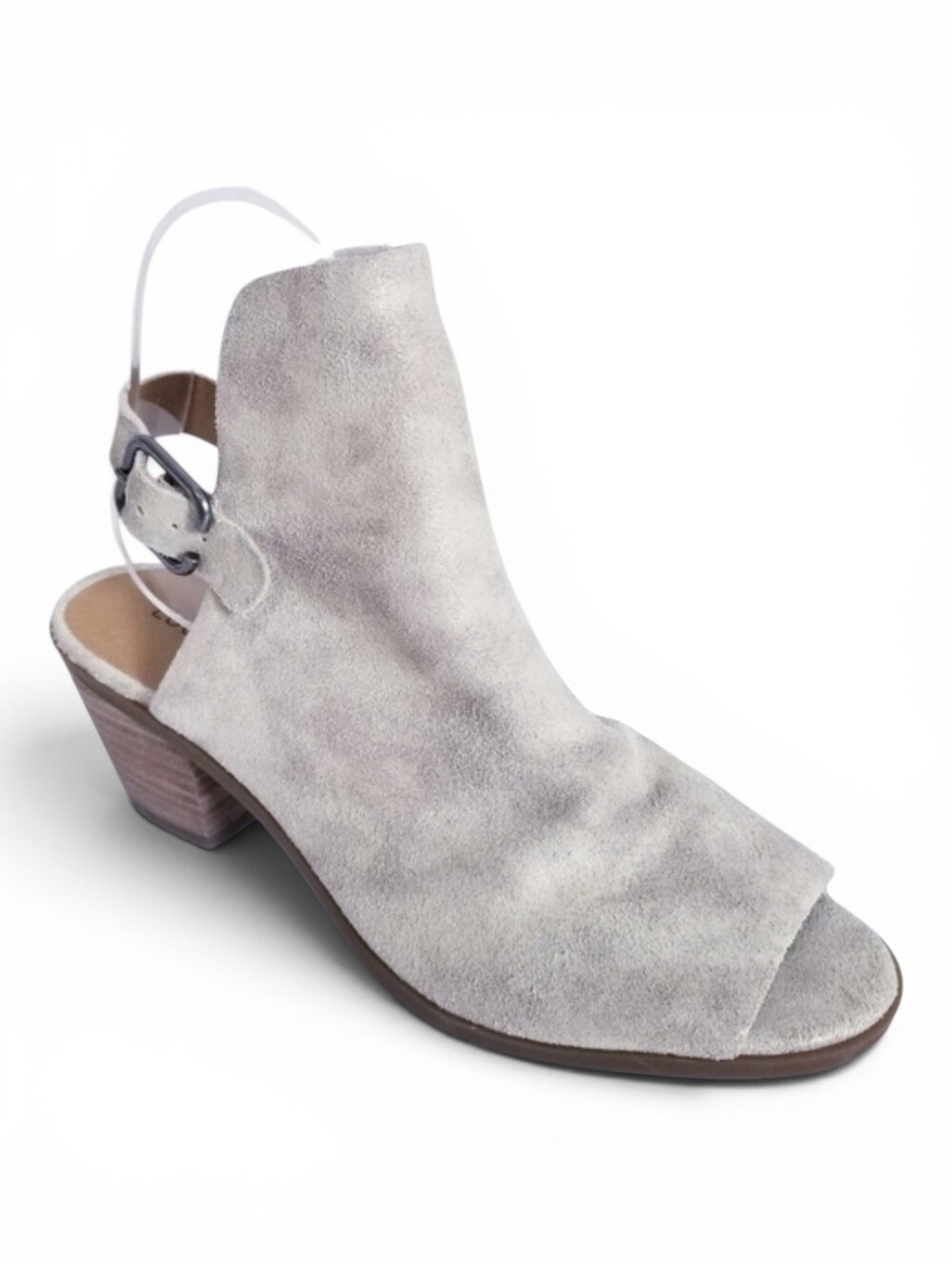 Lucky Brand Hannkie Suede Peep Toe Booties Size 7.5 Warm Stone Taupe